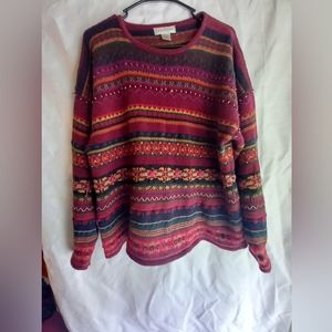 Vintage rich color large knit sweater